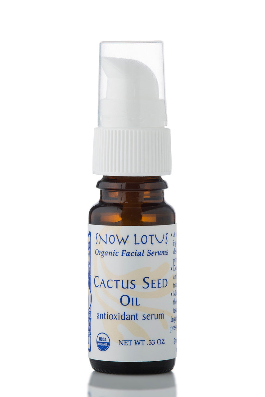 Snow Lotus Organic Cactus Seed Oil Antioxidant Facial Serum in a pump bottle, 10 ml