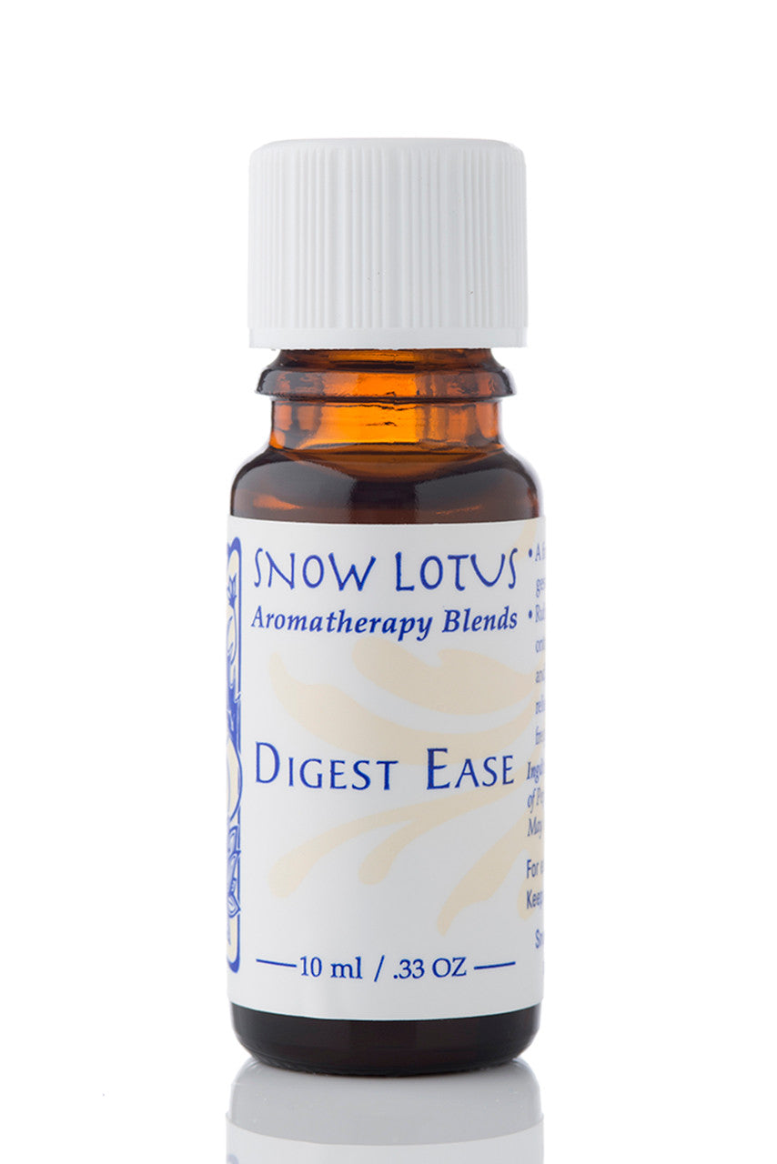Snow Lotus Digest Ease - Therapeutic Essential Oil Blend in an amber glass bottle