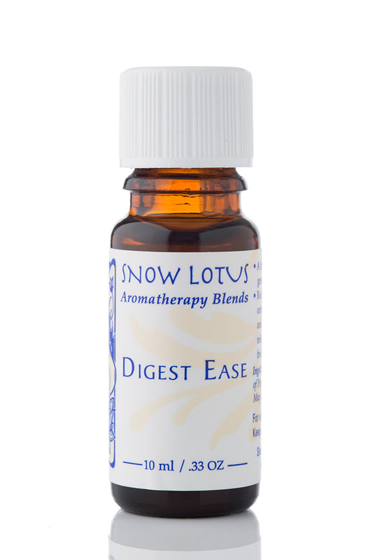 Snow Lotus Digest Ease - Therapeutic Essential Oil Blend in an amber glass bottle
