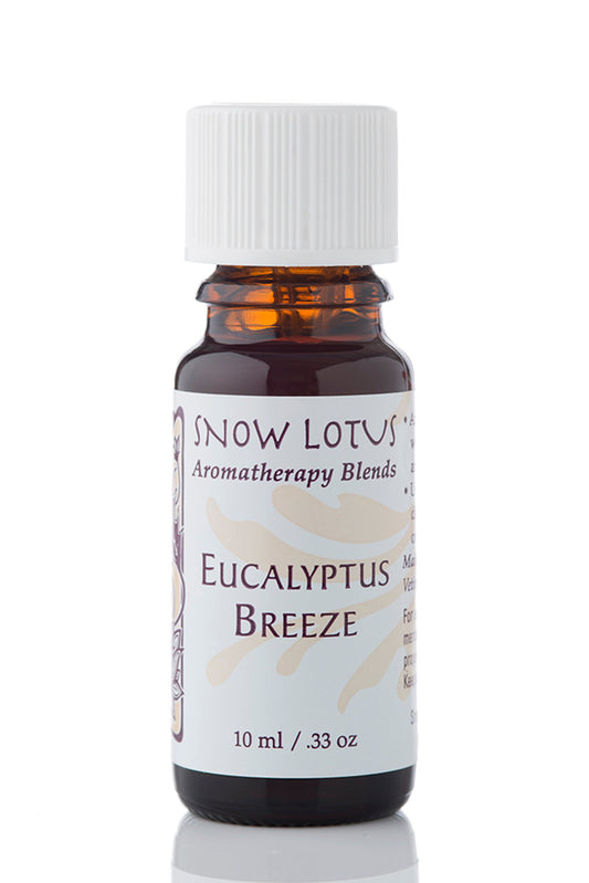 Snow Lotus Eucalyptus Breeze - Esthetic Essential Oil Blend in an amber glass bottle