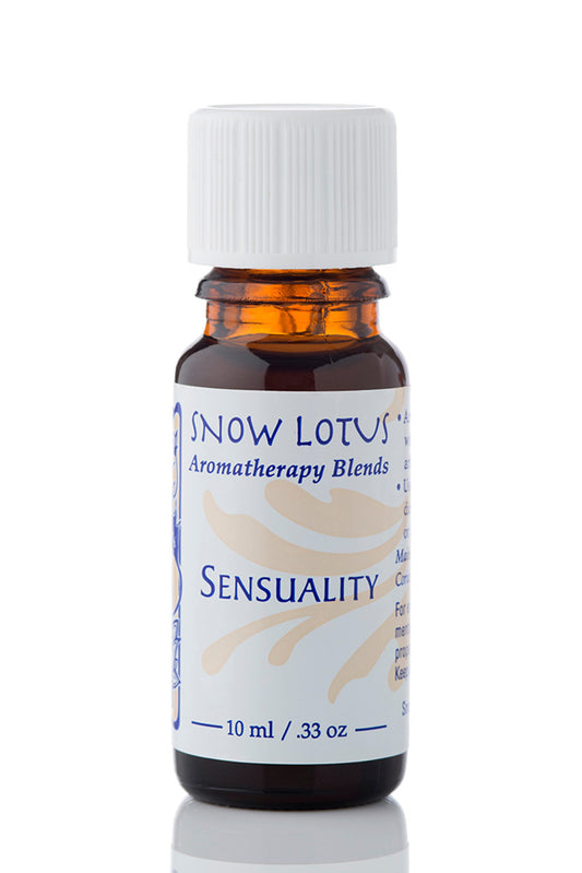 Snow Lotus Sensuality - Esthetic Essential Oil Blend in an amber glass bottle