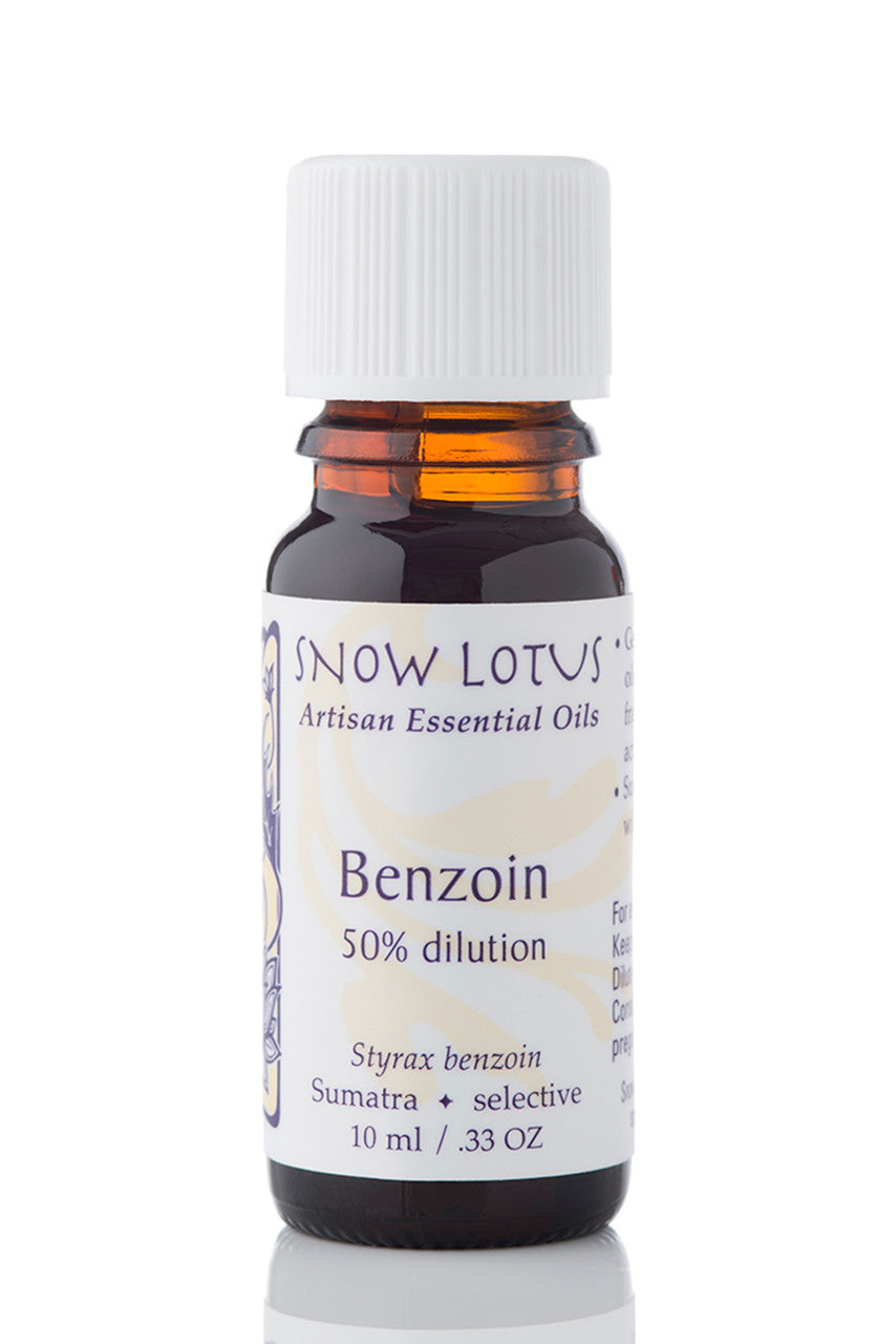 Snow Lotus Benzoin Absolute 50% dilution in an amber glass bottle