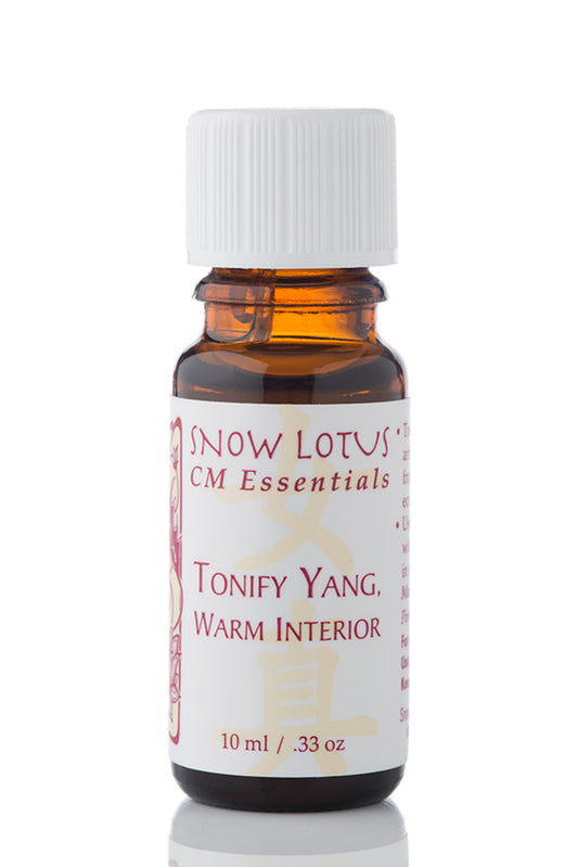 Snow Lotus Tonify Yang, Warm Interior – CM Essentials Blend in an amber glass bottle