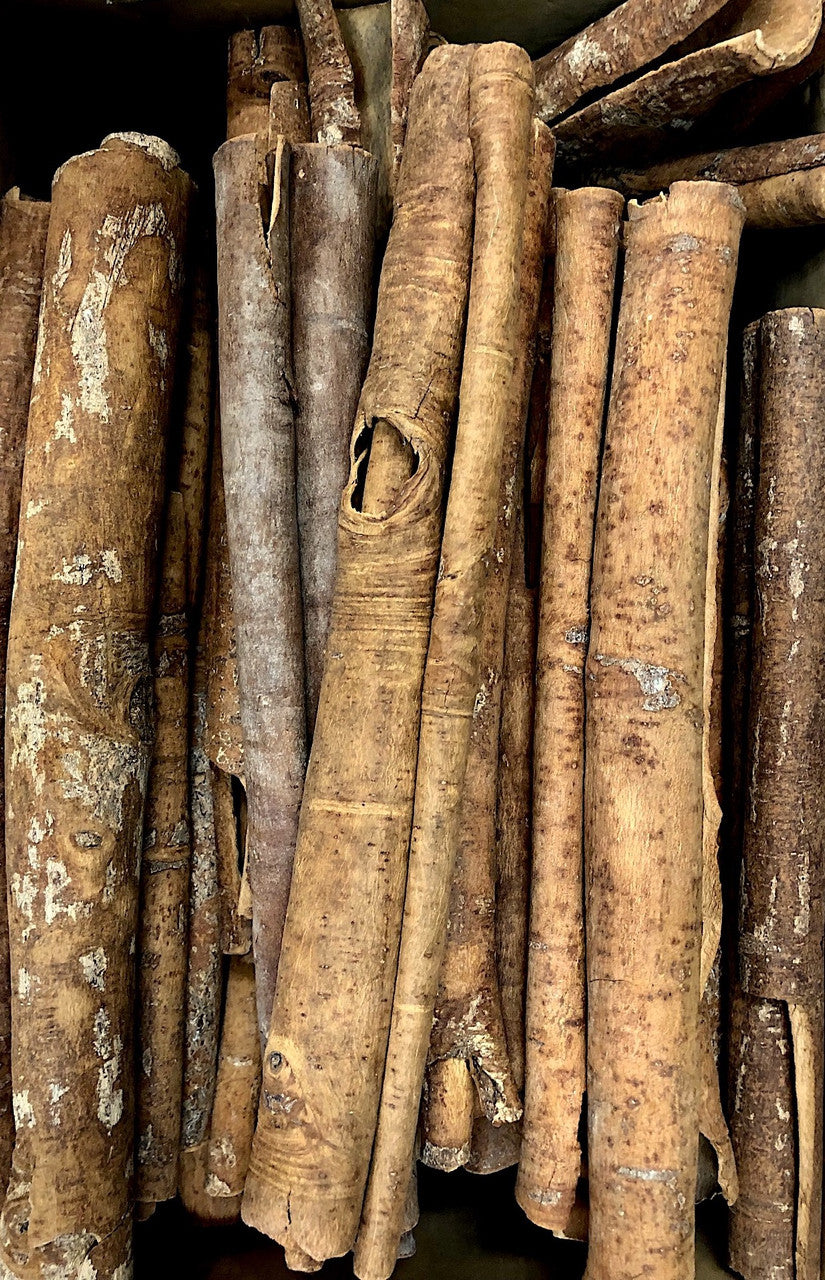 A stack of rolled cinnamon bark quills