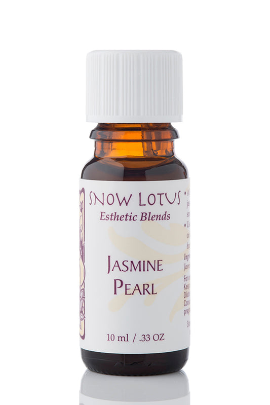 Snow Lotus Jasmine Pearl - Esthetic Essential Oil Blend in an amber glass bottle