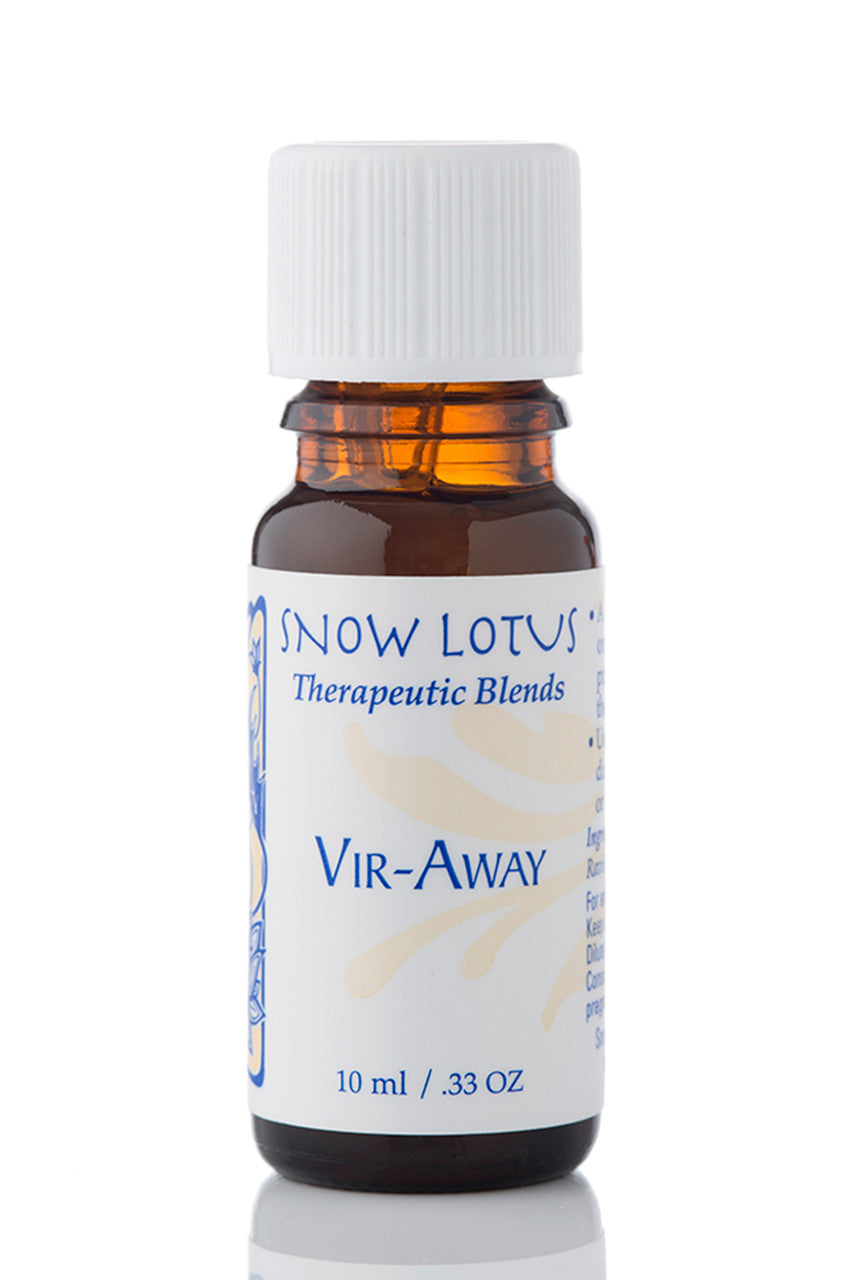 Snow Lotus Vir-Away - Therapeutic Essential Oil Blend in an amber glass bottle
