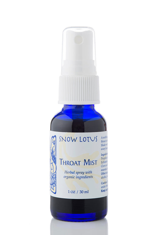 Snow Lotus Throat Mist – Herbal Spray in a blue spray bottle, 30 ml