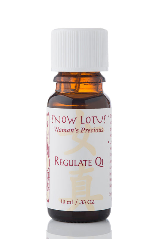 Snow Lotus Regulate Qi – CM Essentials Blend in an amber glass bottle