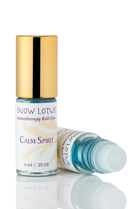 Snow Lotus Calm Spirit – Therapeutic Roll On in a roll-on bottle with a metallic cap