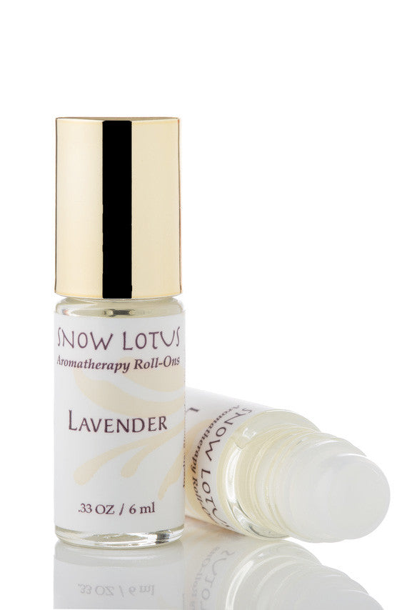 Snow Lotus organic Lavender, Bulgaria - Therapeutic Roll On in a roll-on bottle with a metallic cap