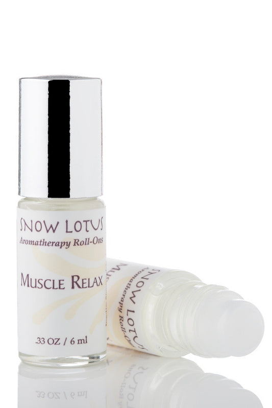 Snow Lotus Muscle Relax - Therapeutic Roll On in a roll-on bottle with a metallic cap