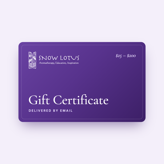 Snow Lotus gift certificate, any amount from $25 to $200, delivered by email