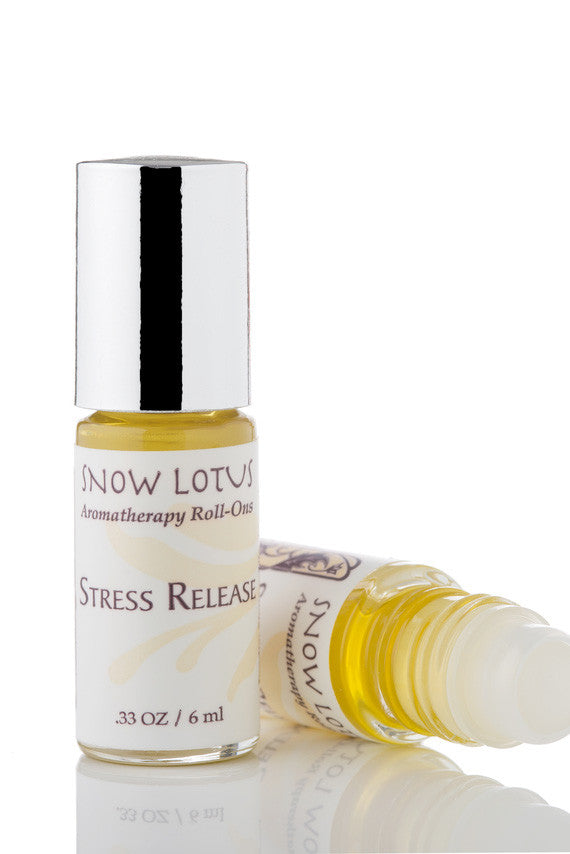 Snow Lotus Stress Release - Therapeutic Roll On in a roll-on bottle with a metallic cap
